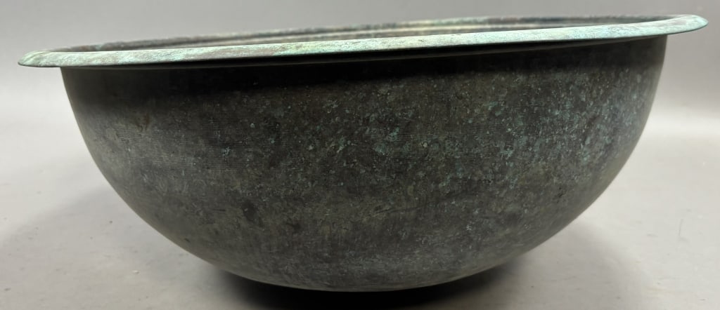 Antique 22" Solid Copper 19th Century Bowl - 4
