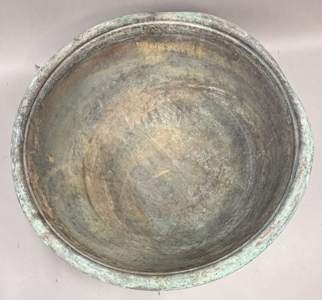 Antique 22" Solid Copper 19th Century Bowl - 5