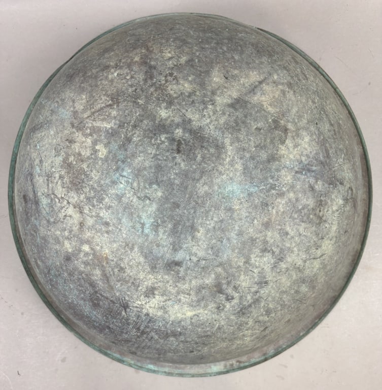 Antique 22" Solid Copper 19th Century Bowl - 6