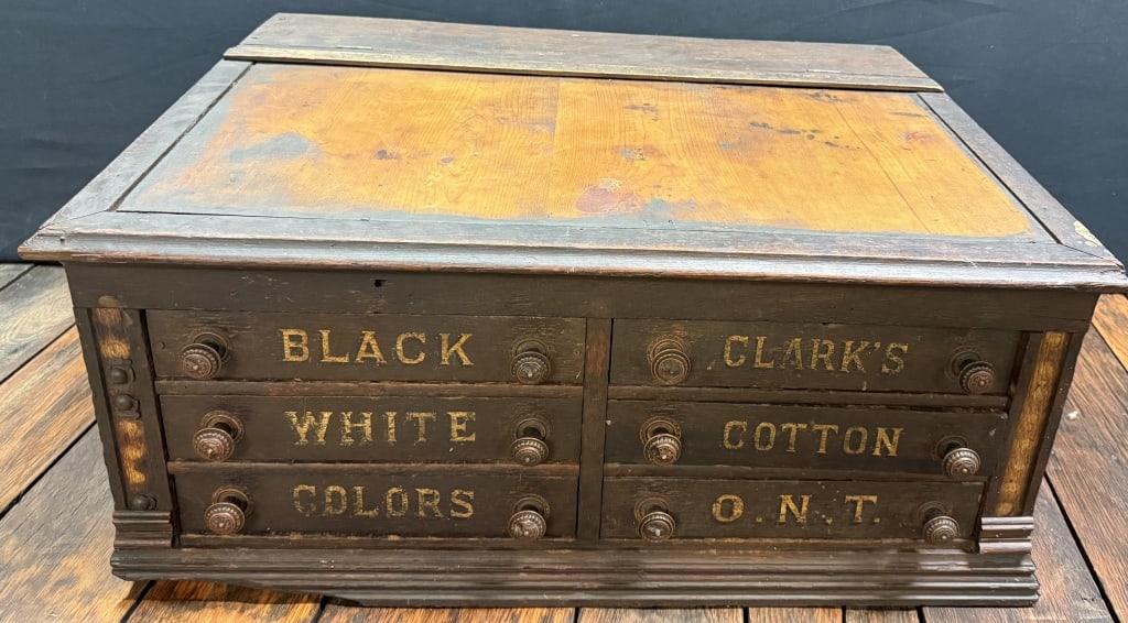 Antique Multi Drawer Clark?s ONT Spool Cabinet (1 of 12)