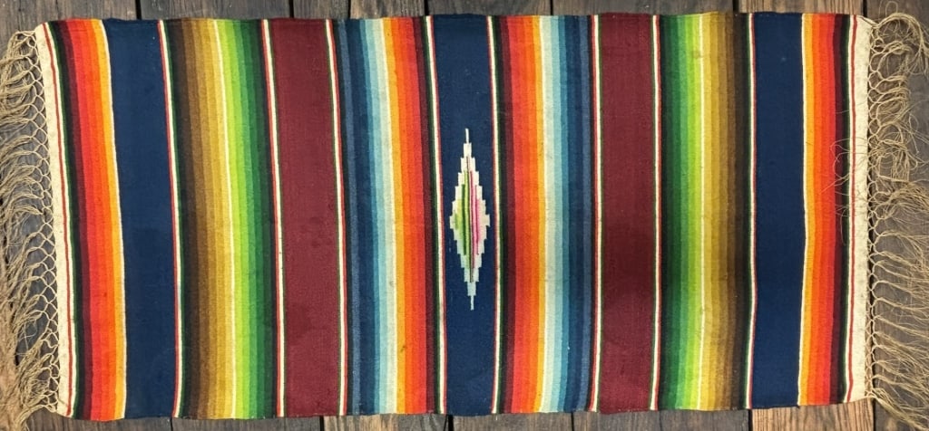 Antique Mexican American Indian Saddke Blanket: 38" x 19"