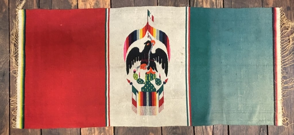 Antique Mexican American Indian Saddke Blanket: 48" x 22"