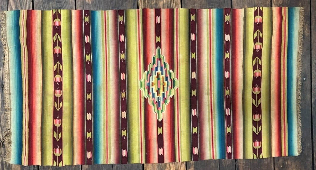 Antique Mexican American Indian Saddke Blanket: 42" x 21.5"