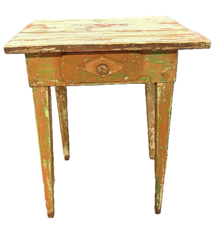 Antique 1870s Pumpkin Painted 1 Drawer Stand (1 of 12)