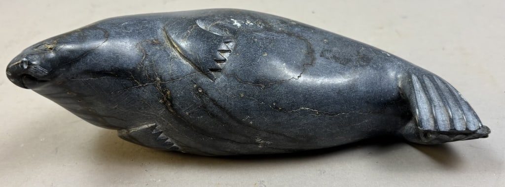 Inuit Soapstone Seal Carving: Please make sure you view all photos and ask any questions you may have! Great original collectible item. This is day 1 of our 2 day one owner auction event. Thanks and have a great day! Holler &