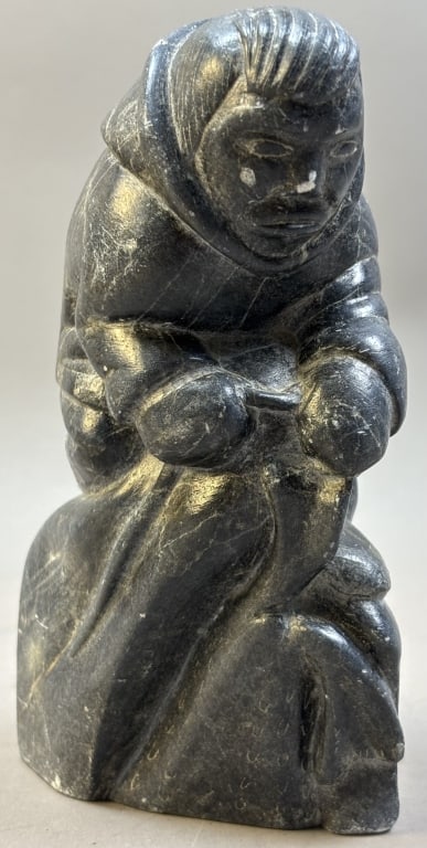 Inuit Soapstone Seal Hunter Carving: Please make sure you view all photos and ask any questions you may have! Great original collectible item. This is day 1 of our 2 day one owner auction event. Thanks and have a great day! Holler &