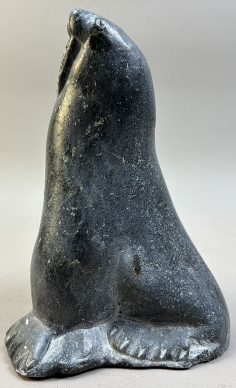 Inuit Soapstone Walrus Carving - 2
