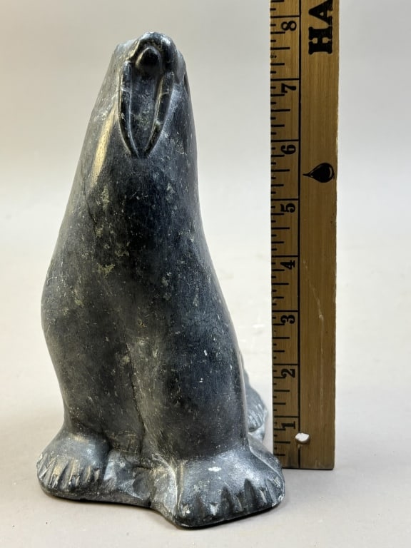 Inuit Soapstone Walrus Carving - 7
