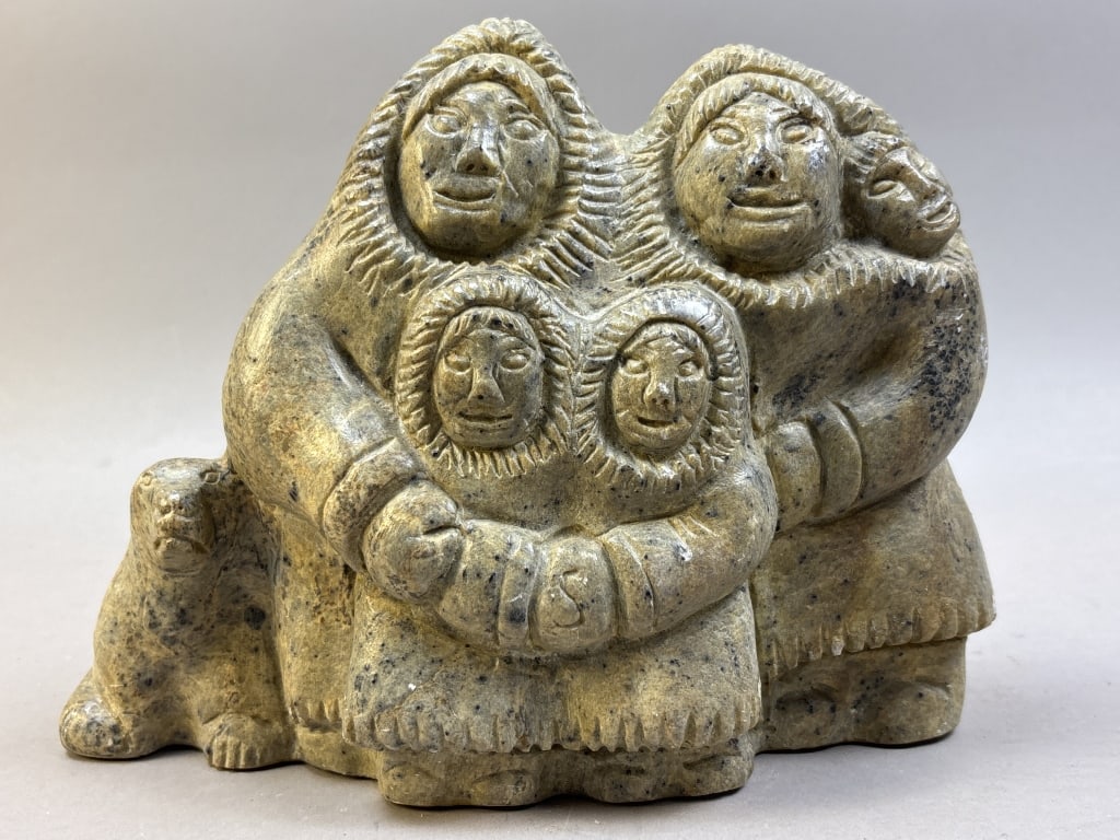 Inuit Soapstone Indigenous Family Carving: Please make sure you view all photos and ask any questions you may have! Great original collectible item. This is day 1 of our 2 day one owner auction event. Thanks and have a great day! Holler &
