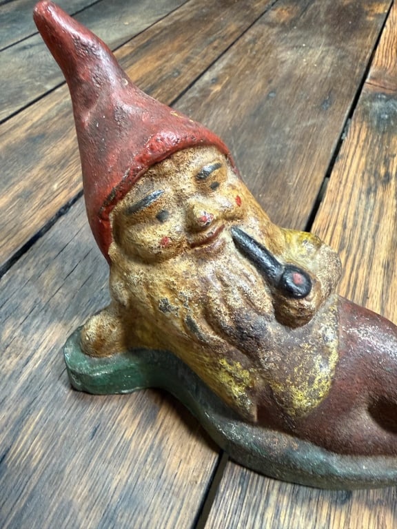 Antique Solid Cast Iron Gnome Doorstop - 3