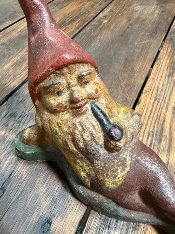 Antique Solid Cast Iron Gnome Doorstop - 4