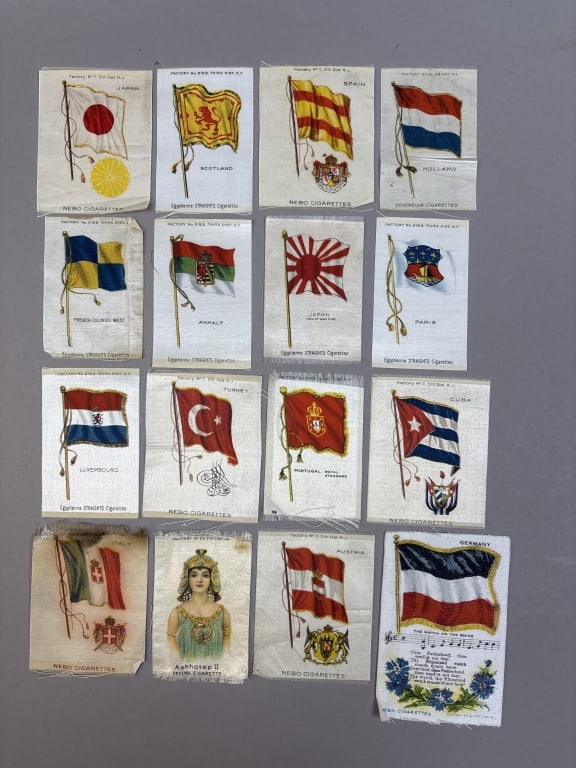 Lot of 16 Nebo Cigarettes Tobacco Felt Pennants: Please make sure you view all photos and ask any questions you may have! Great original collectible item. This is day 1 of our 2 day one owner auction event. Thanks and have a great day! Holler &