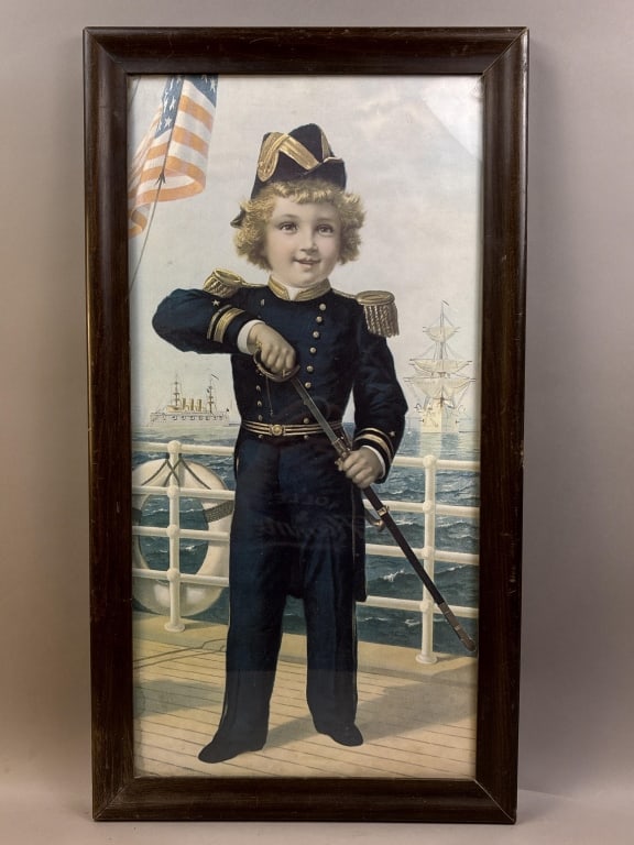 1895 New York Child Sailor w/ Sword American Ship: 28 1/2" x 15 1/2"