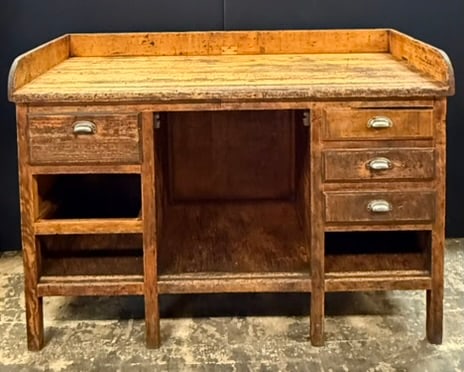 Antique Jewelers 4 Drawer Original Desk Cabinet: 60" x 27" x 42" tall - 14.5" wide drawers x 22.5" deep