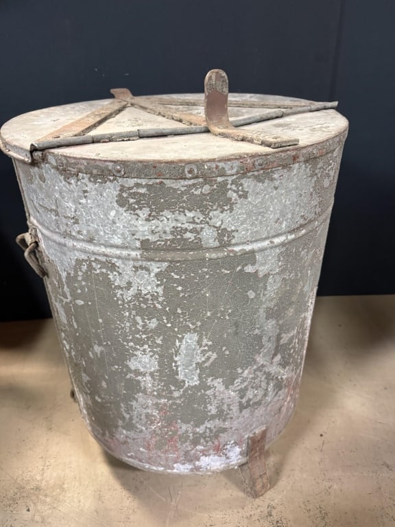 Antique Fire Proof Galvanized Garbage Can - 8