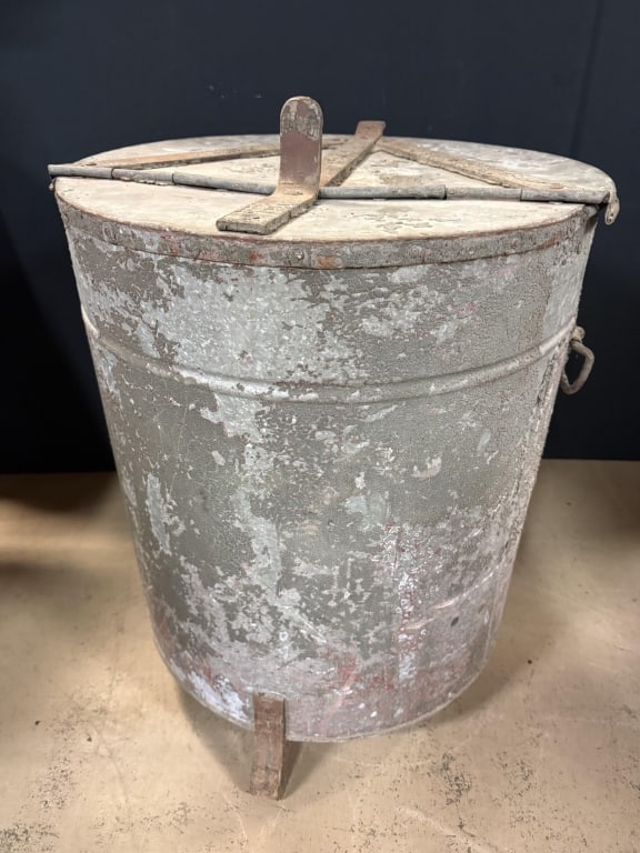 Antique Fire Proof Galvanized Garbage Can - 9