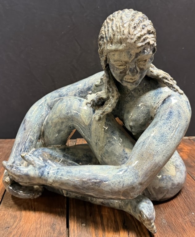 MCM 70s NUDE Woman Crossing Legs Art Sculpture: Great original piece made from a local Lansing artist. See all other lots. Measurements in photos.