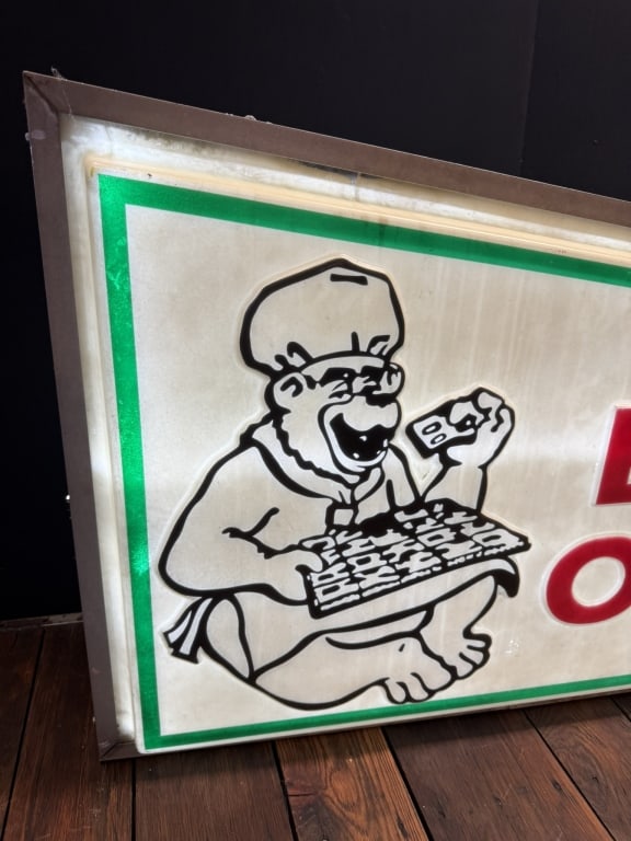 EXIT ONLY Plastic 2 Sided Lighted Bear Pizza Sign - 2
