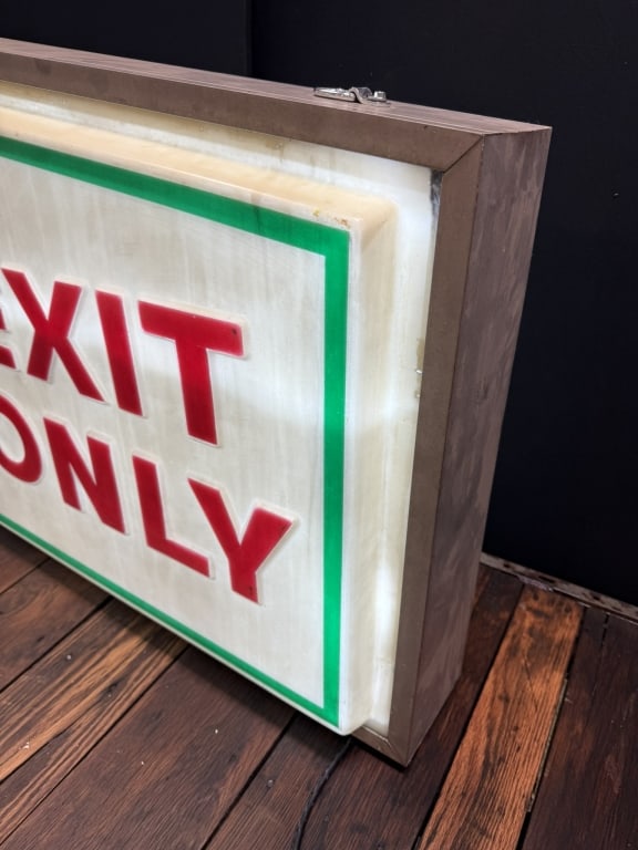 EXIT ONLY Plastic 2 Sided Lighted Bear Pizza Sign - 5
