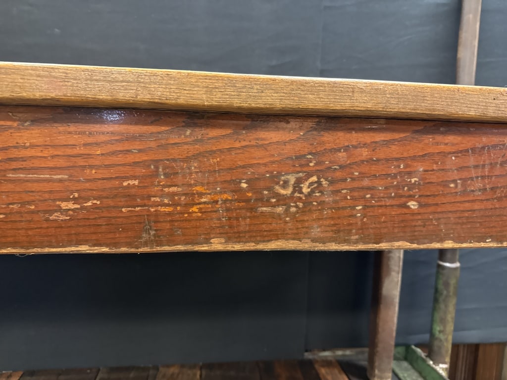 Antique Solid Oak 1920s School House Table - 10