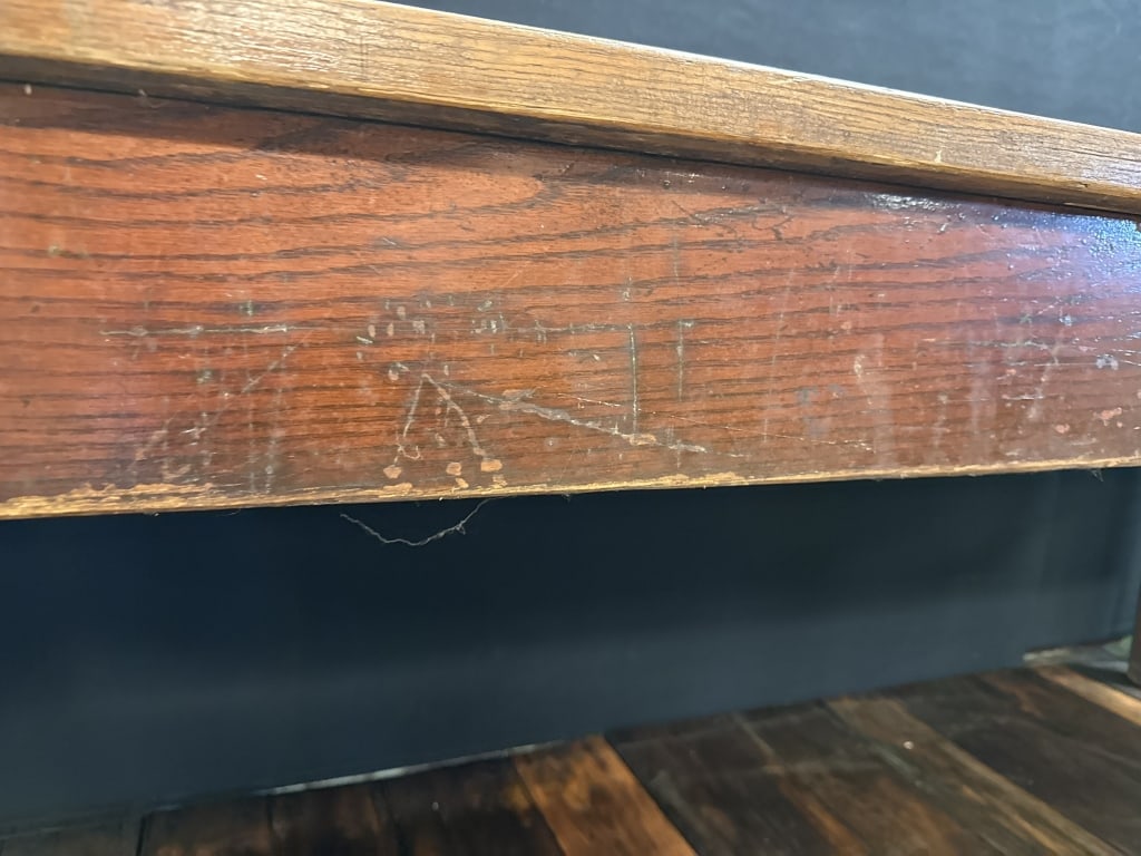 Antique Solid Oak 1920s School House Table - 11