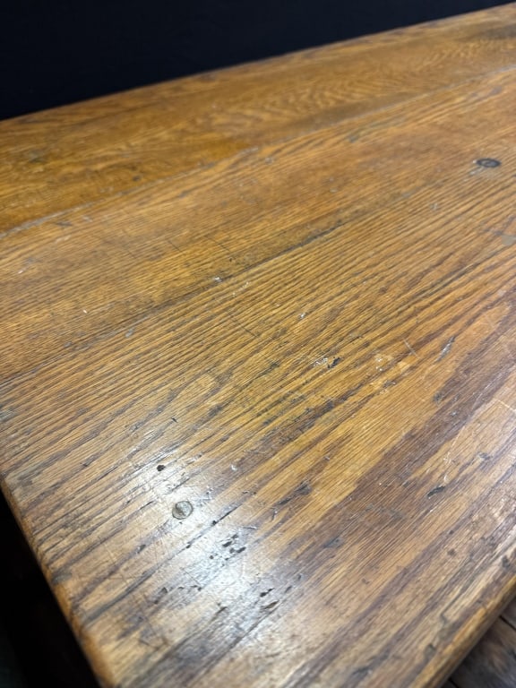 Antique Solid Oak 1920s School House Table - 3