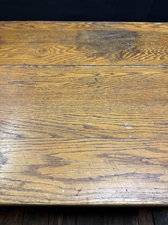 Antique Solid Oak 1920s School House Table - 7