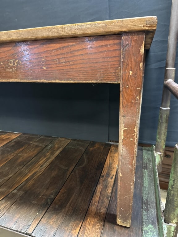 Antique Solid Oak 1920s School House Table - 9