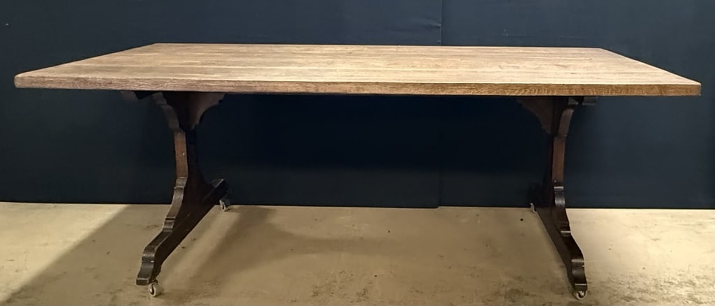 Antique Rolling Library Dining Room Table (1 of 12)