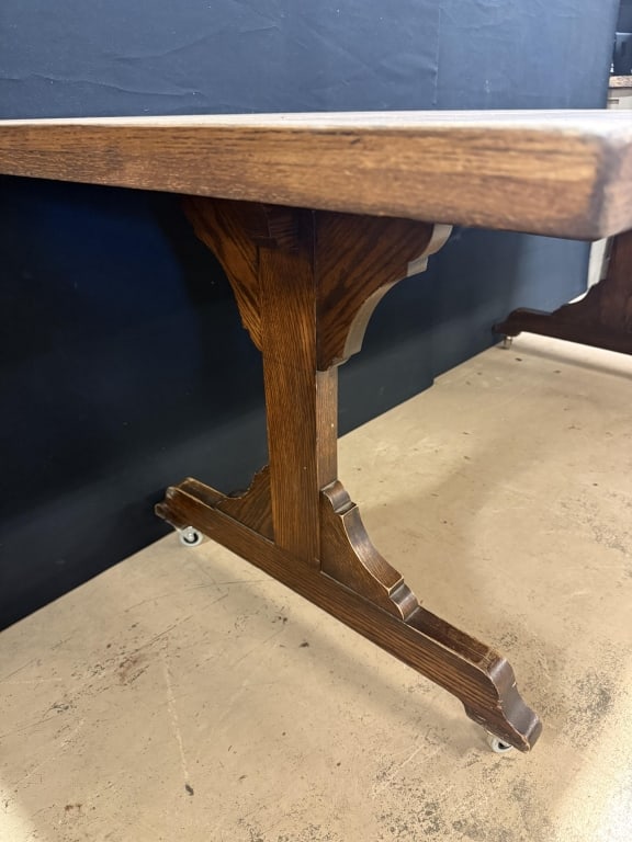 Antique Rolling Library Dining Room Table - 2