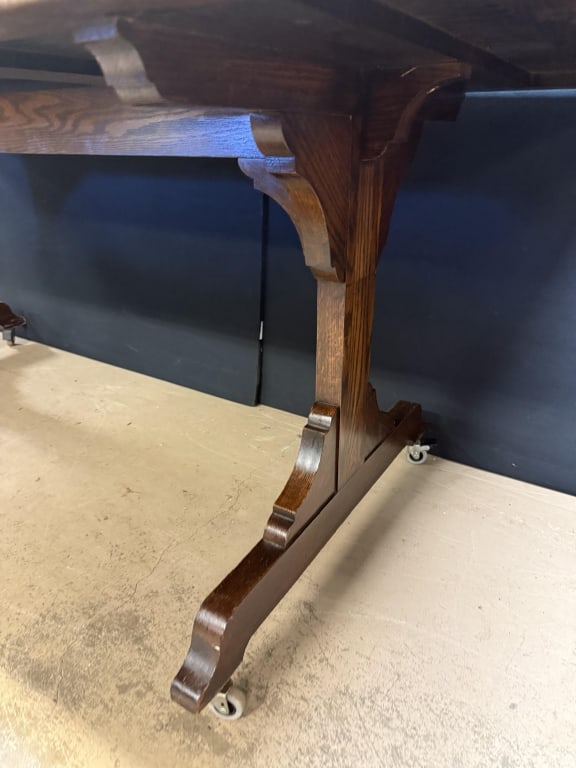 Antique Rolling Library Dining Room Table - 3