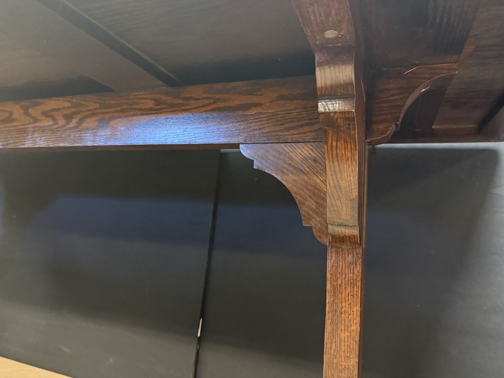Antique Rolling Library Dining Room Table - 6