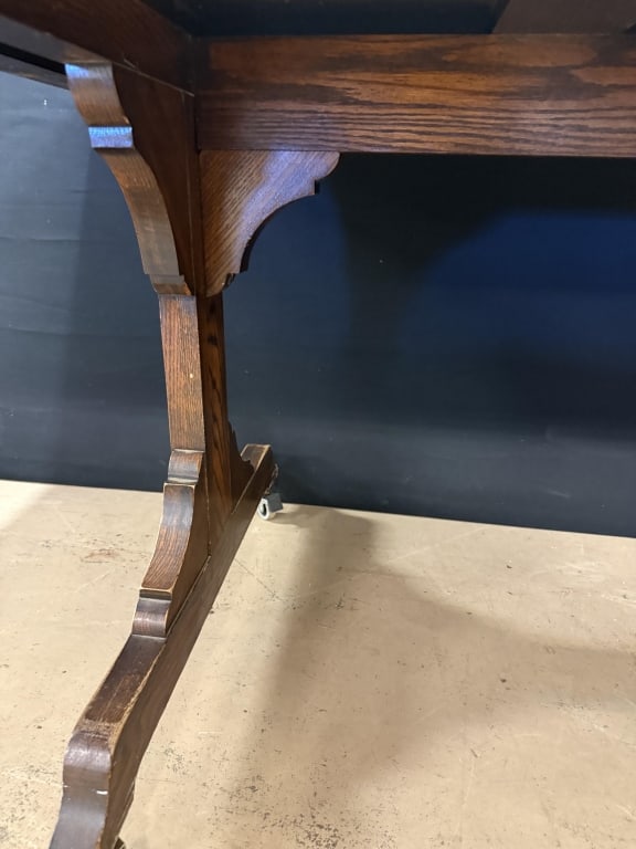 Antique Rolling Library Dining Room Table - 8