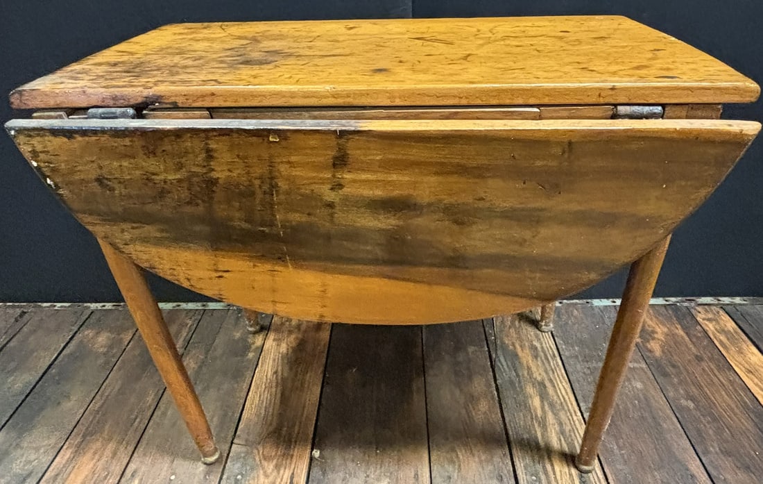 Antique 19th Century Primitive Pine Flip Top Table