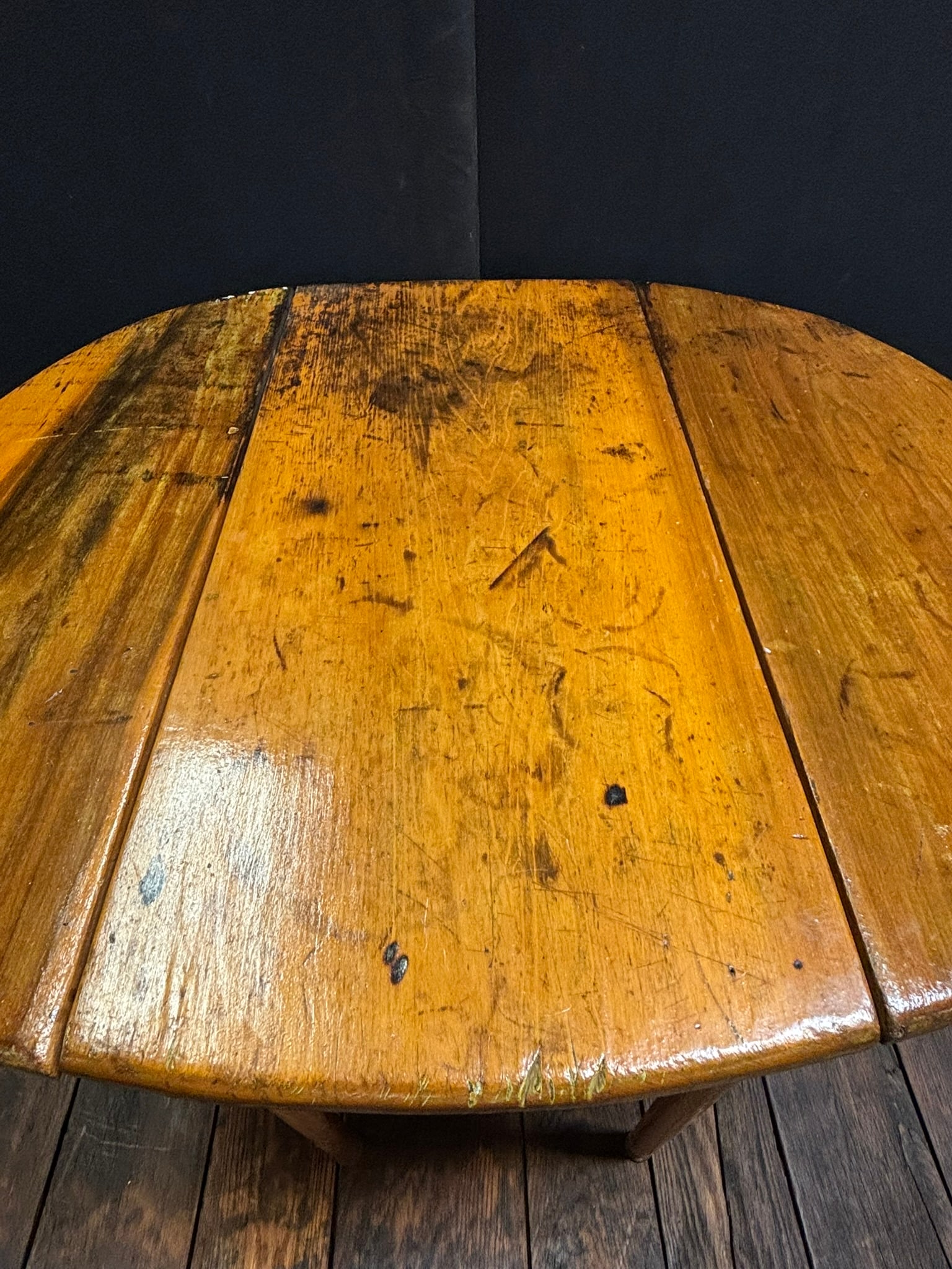 Antique 19th Century Primitive Pine Flip Top Table - 3
