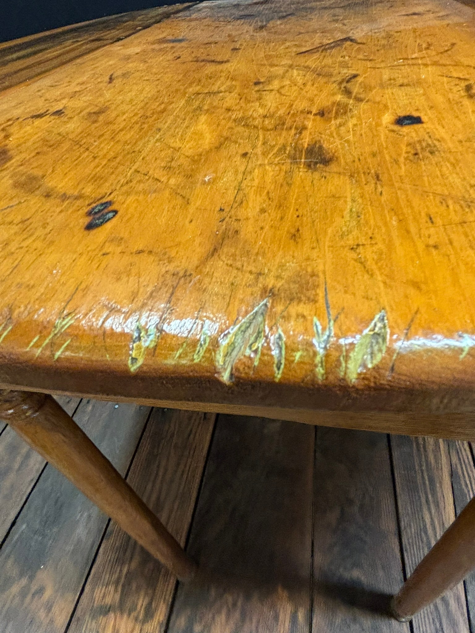 Antique 19th Century Primitive Pine Flip Top Table - 7