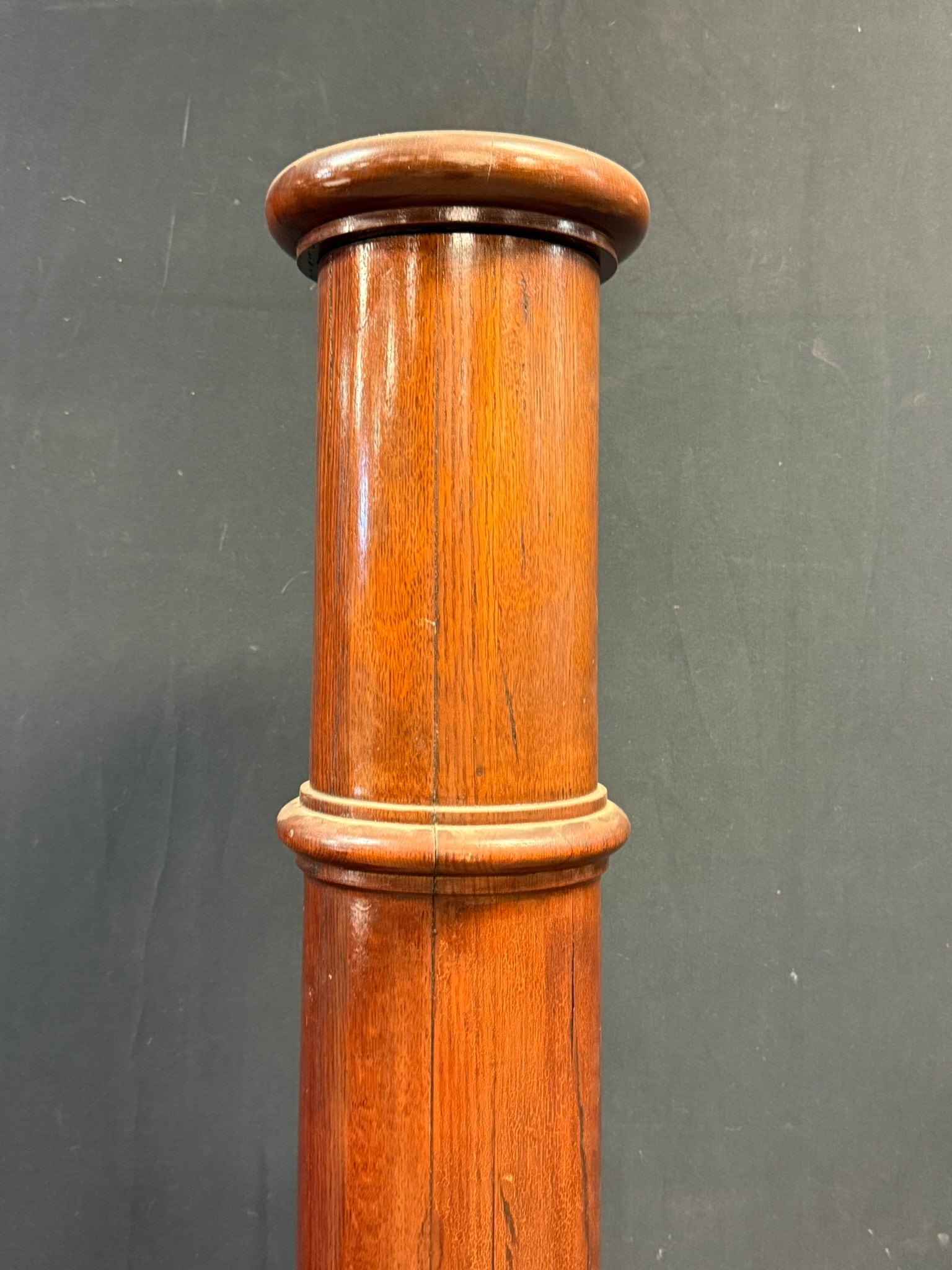 Antique Solid Oak 6 Foot Tall Ornate Pillar Post - 3