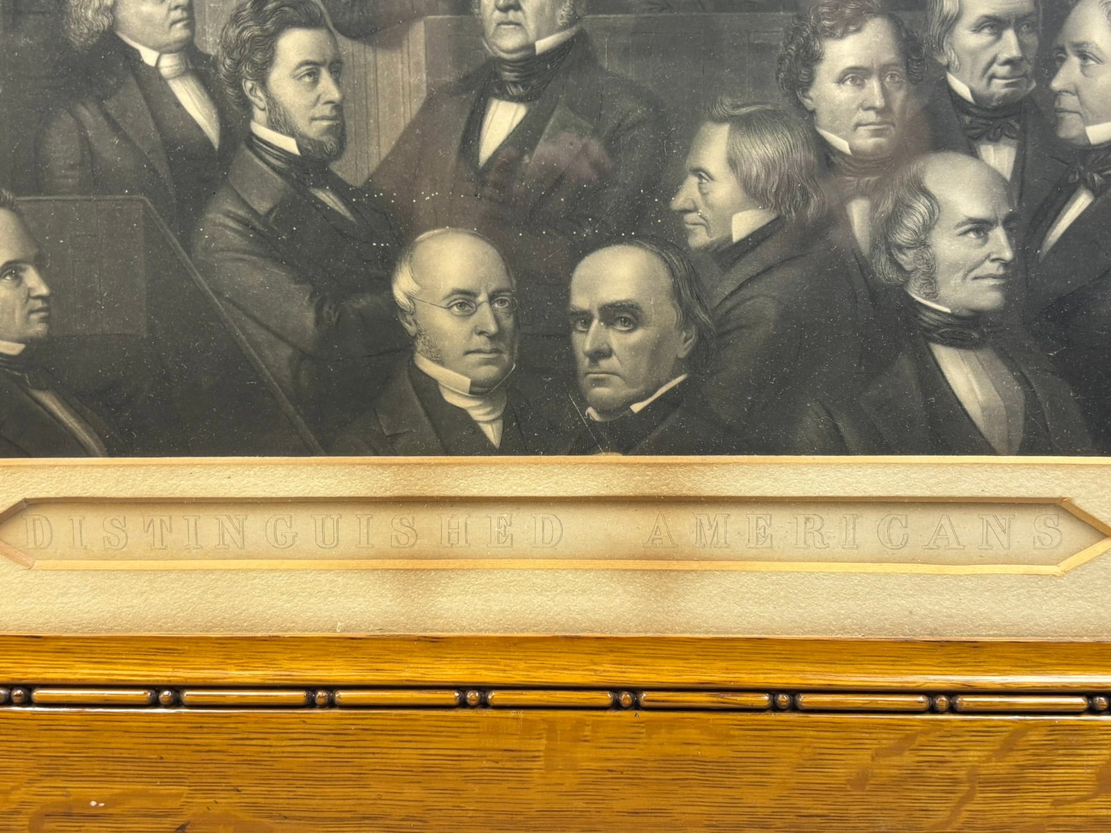 Antique Distinguished Americans Oak Framed Lithograph - 2