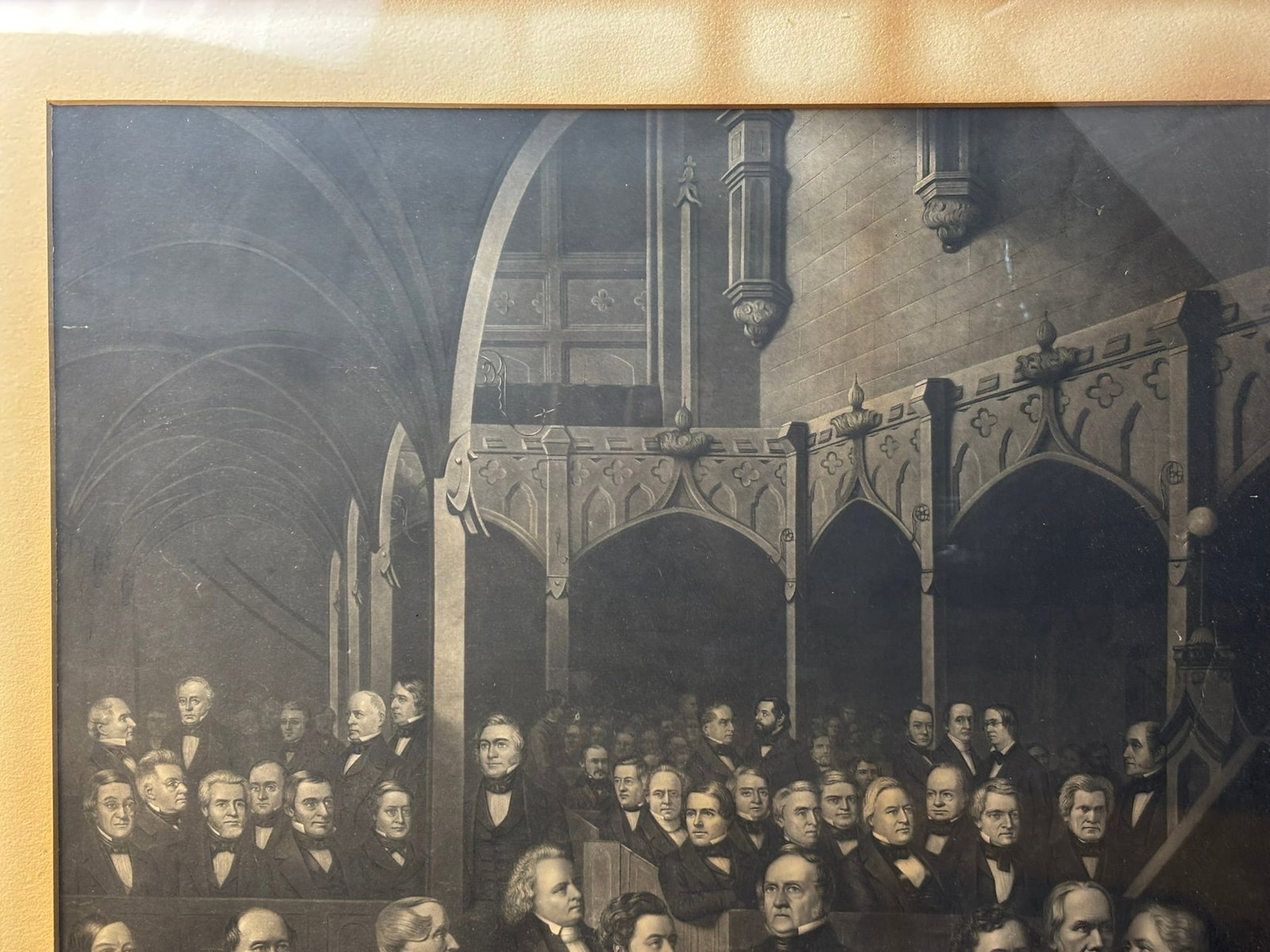 Antique Distinguished Americans Oak Framed Lithograph - 5