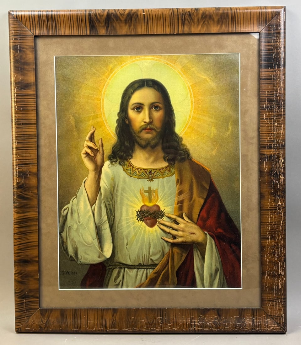 Antique Framed 25x21 Art Deco Jesus Christ Litho Print (1 of 8)
