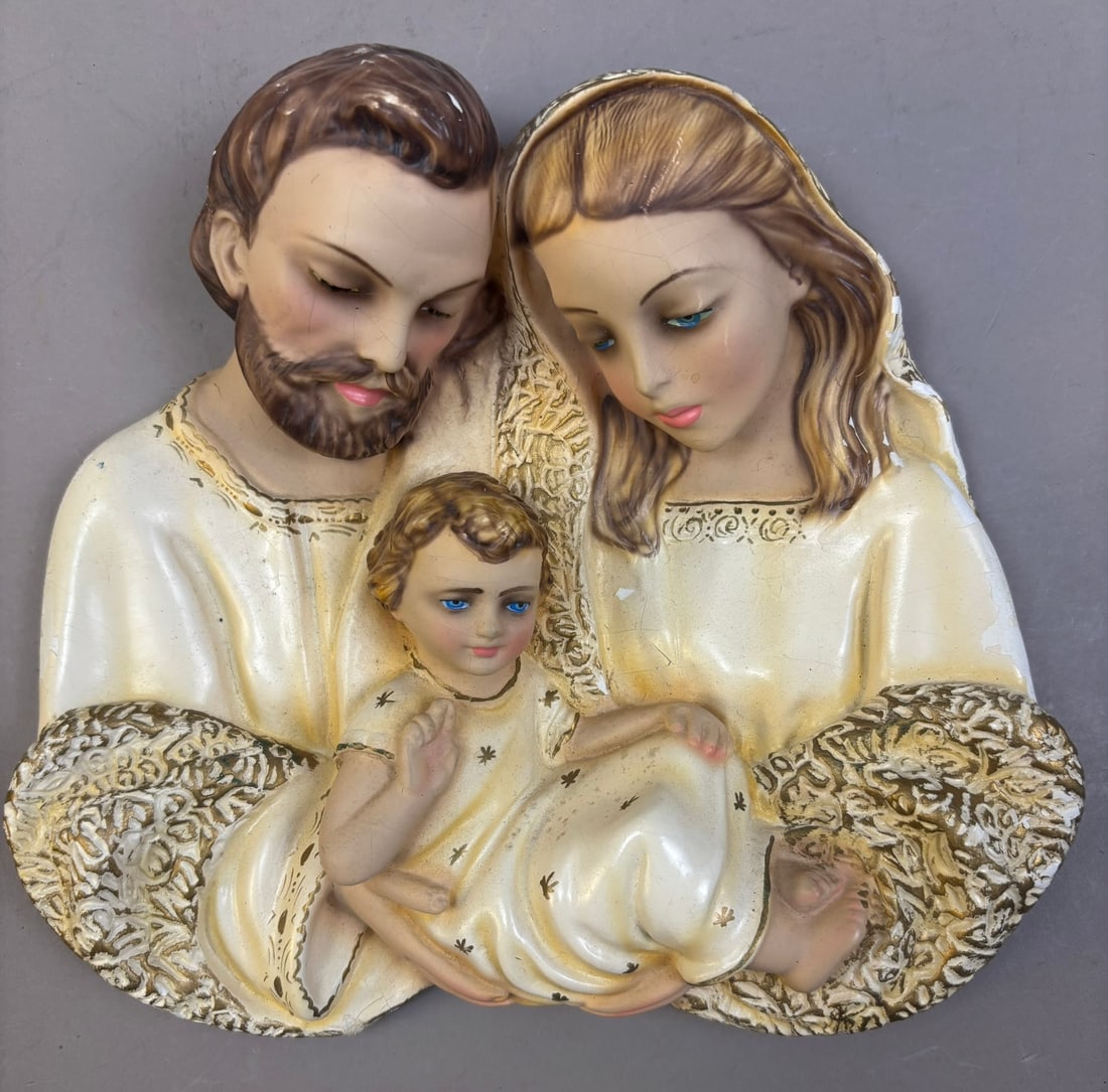 Joseph Mother Mary Baby Jesus Chalk 9" Wall Plaque: See all photos
