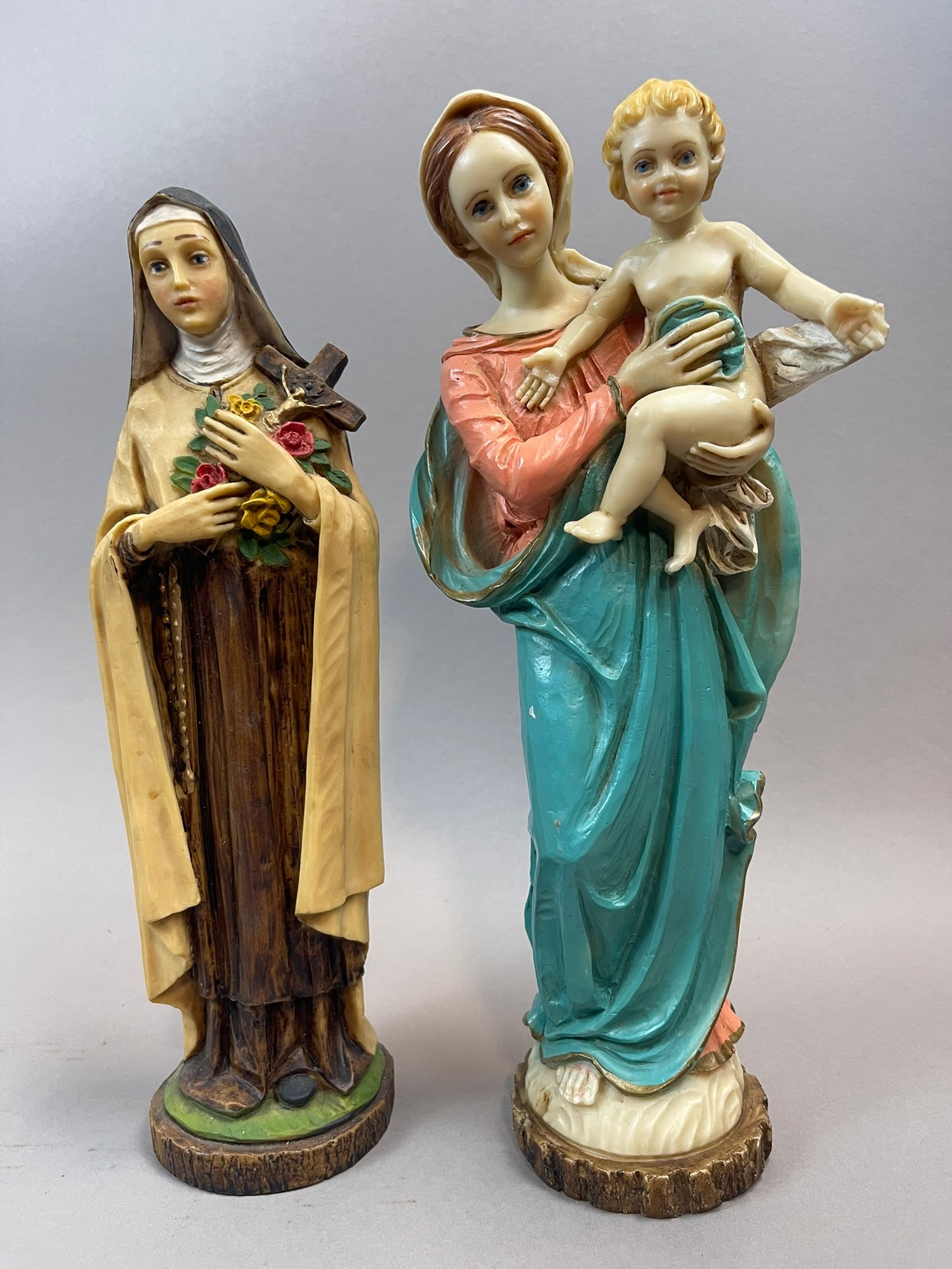 Antique Pair Madonna Child Figure Nun Statue Figurine: See all photos