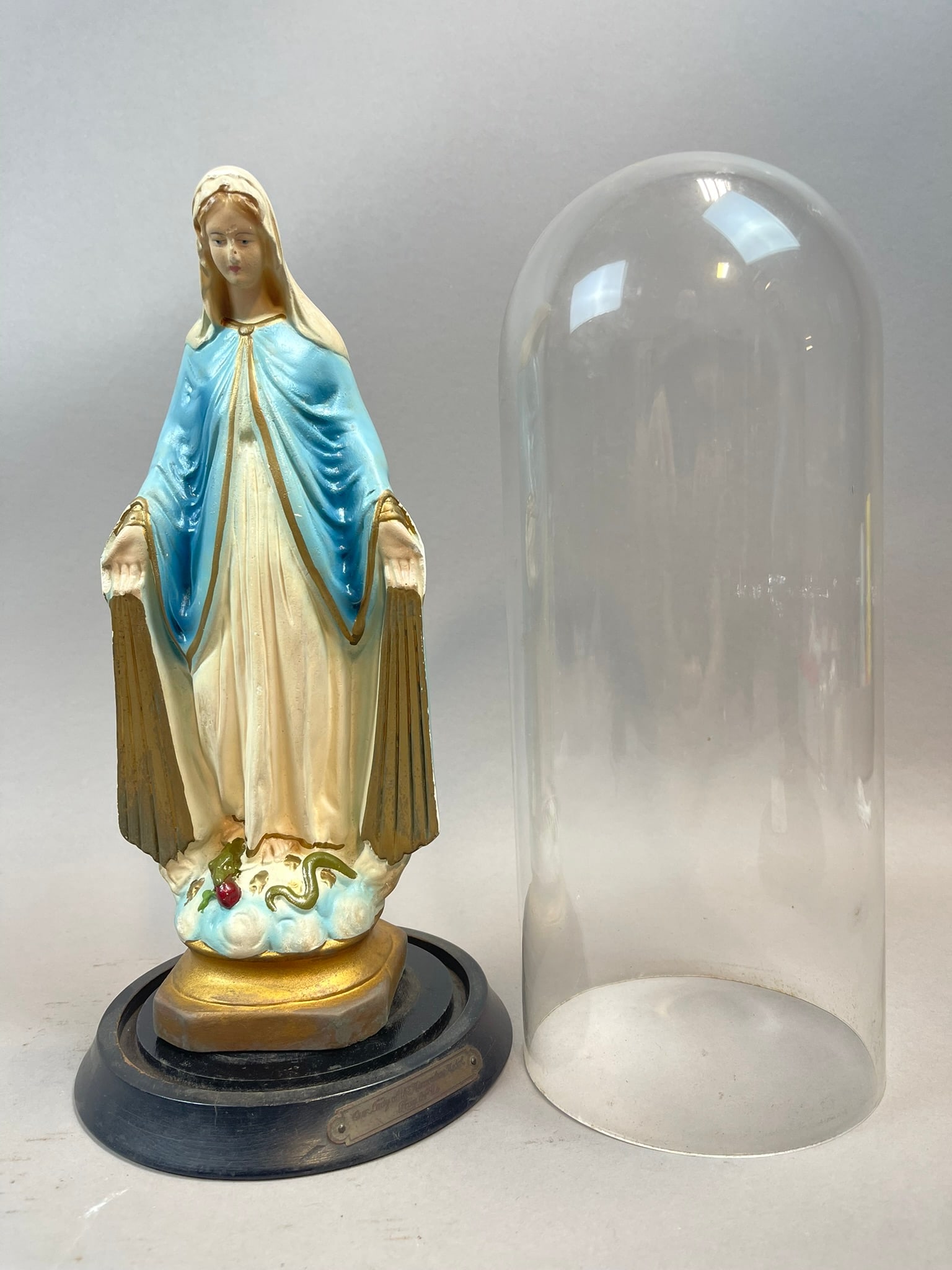 Our Lady Of The Miraculous Medal Statue w/ Cloche: 13" tall roughly