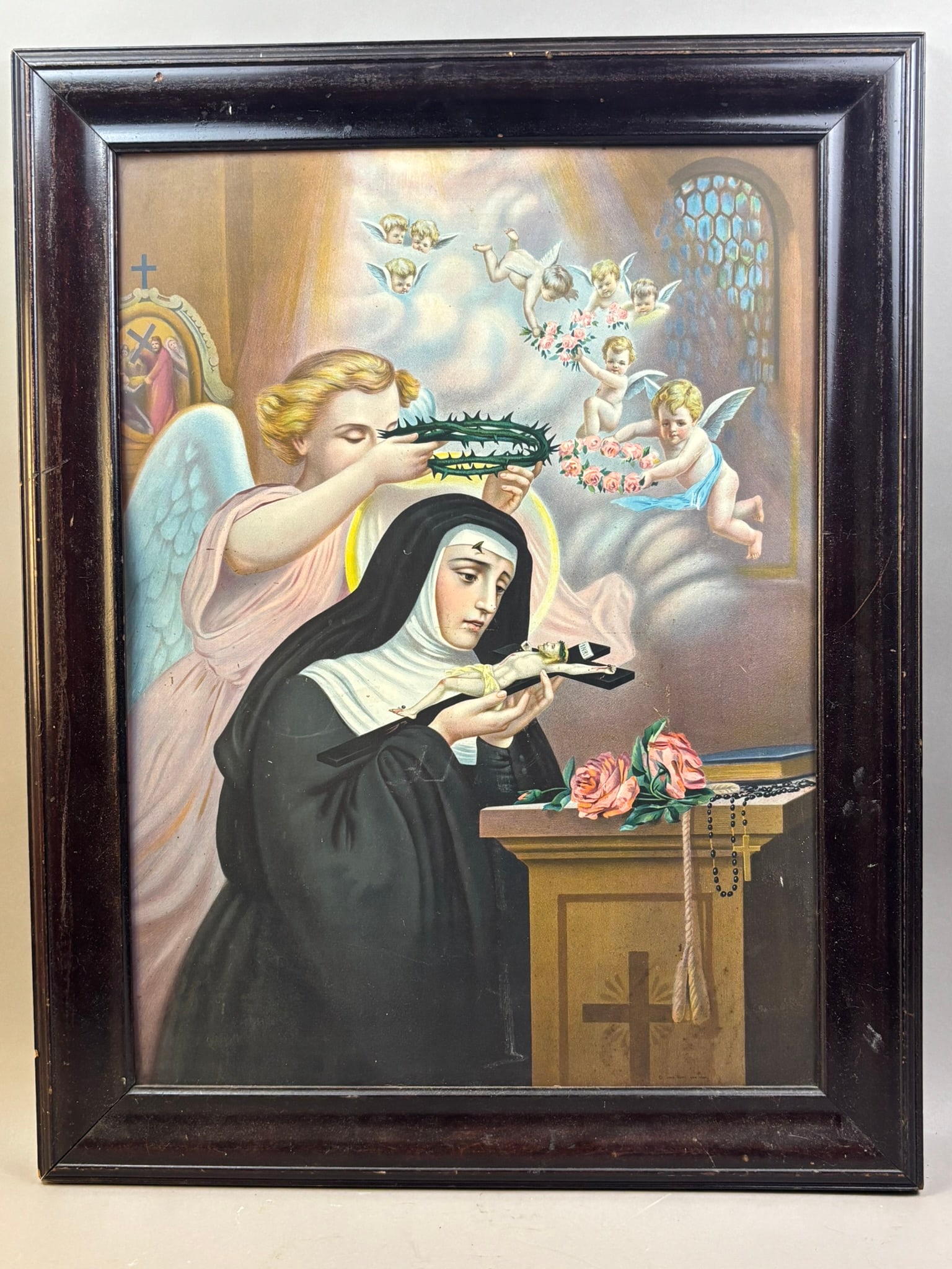Antique John Duffy New York Tin Litho Saint Rita of Cascia: See all photos - measures 28x22