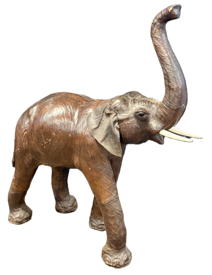 1960s Era Leather Miniature Baby Elephant 45" Tall (1 of 12)