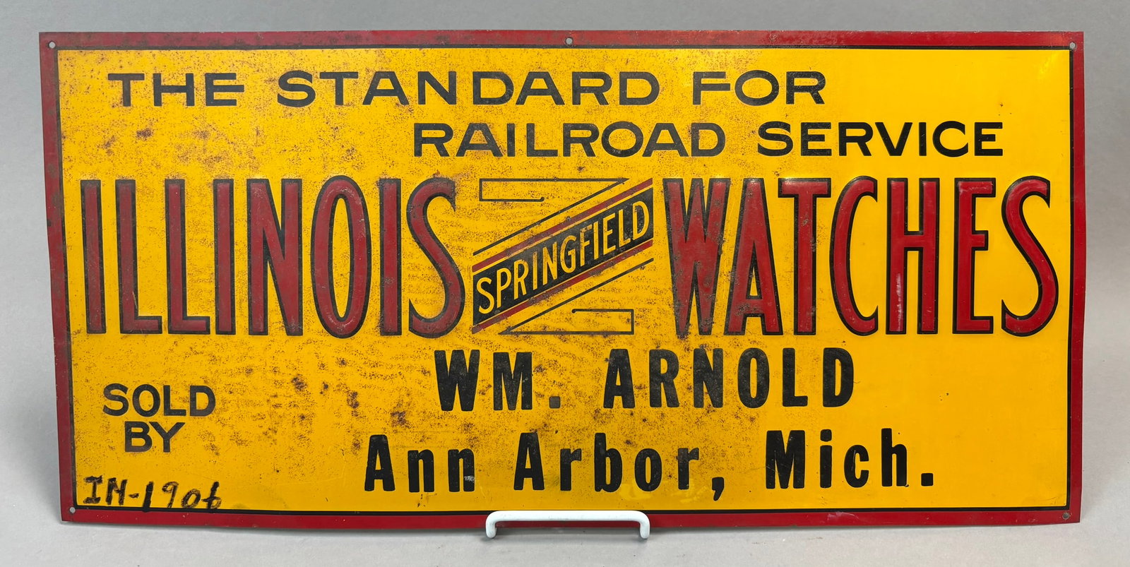 Illinois Watches Wm Arnold Ann Arbor Michigan Embossed Sign (1 of 8)