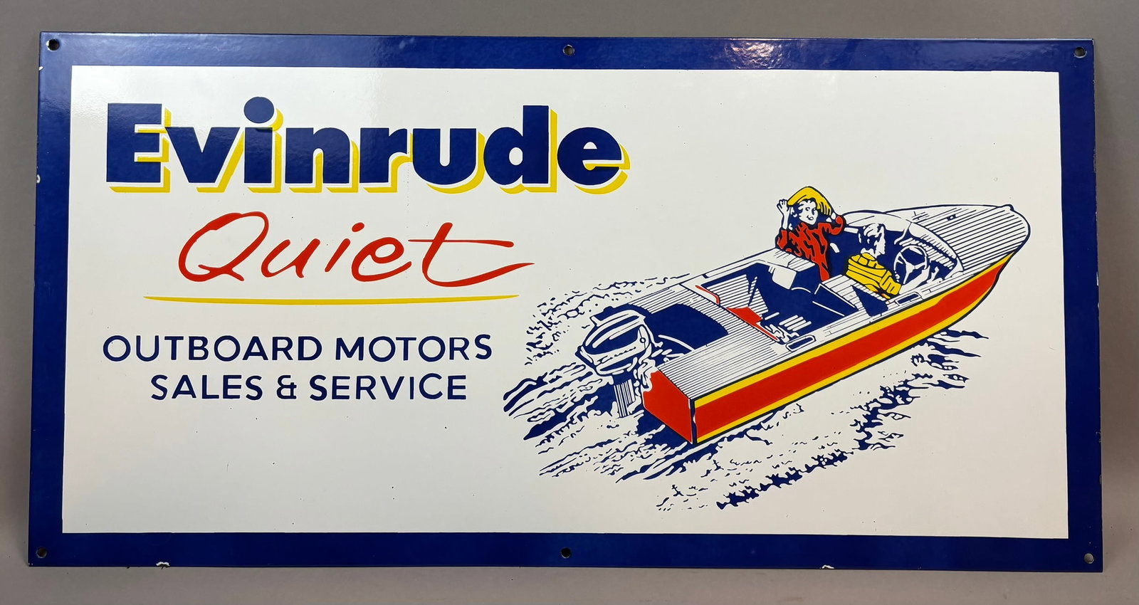 Evinrude Quiet Outboard Motors Sales & Service SSP Sign: REPRODUCTION 36 x 18
