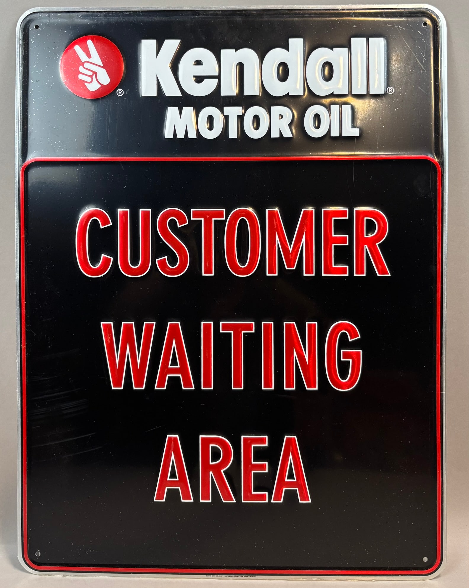 NOS Kendall Motor Oil Customer Waiting Area Embossed Sign (1 of 9)