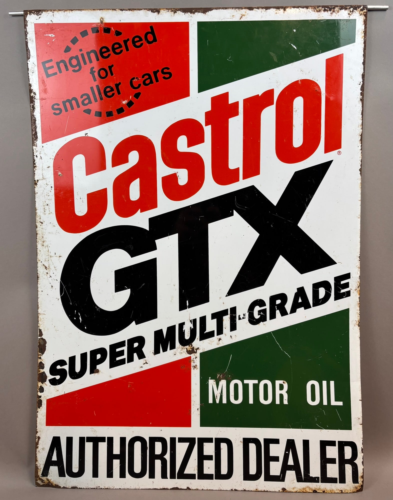 Castrol GTX DST Authorized Dealer Tin Metal Hanging Sign: 24x34.5