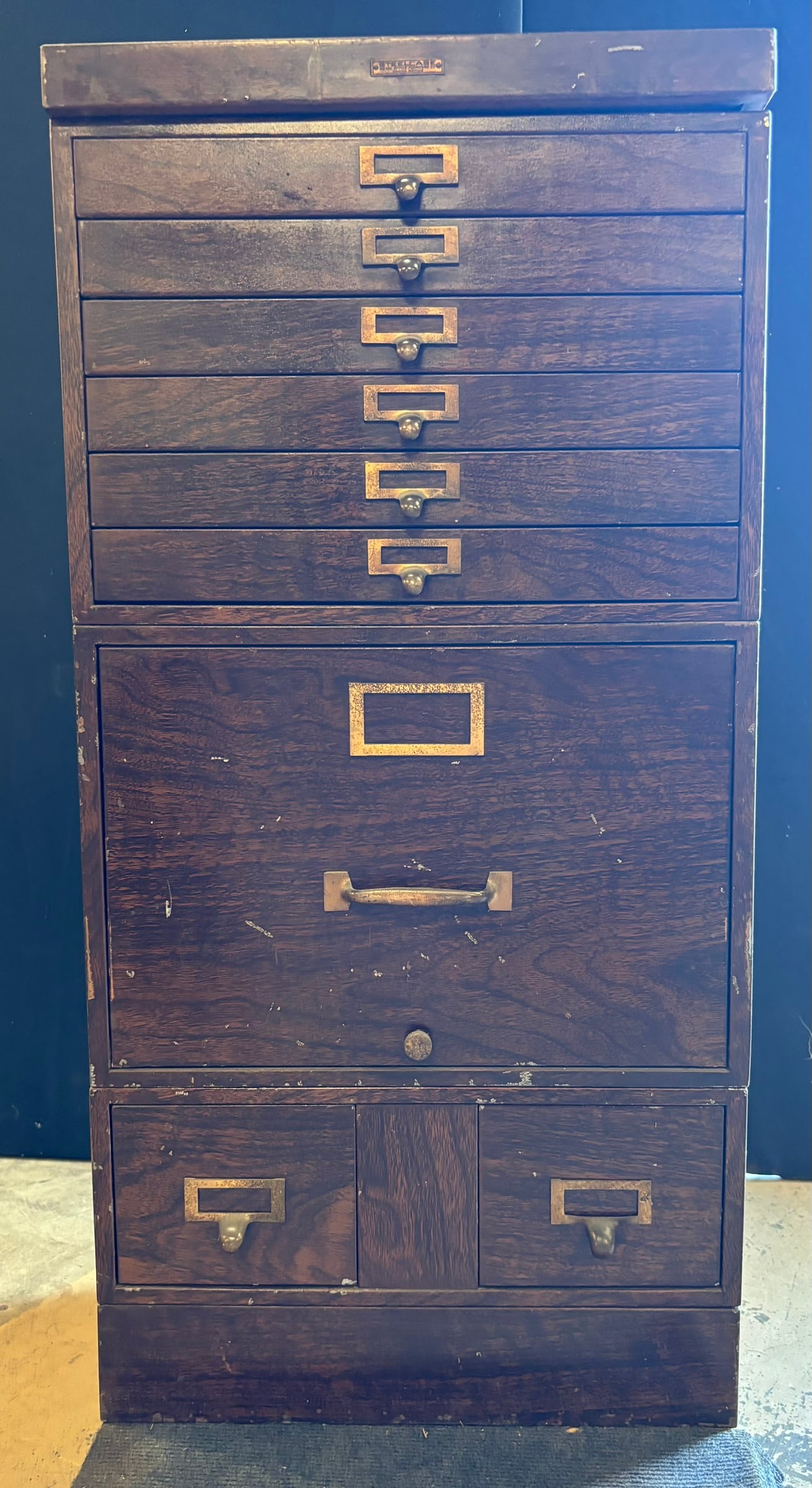 Steelcase Wood Grain Painted Metal Stacking Metal Cabinet: Measurements in photos!